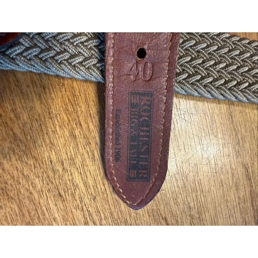 Rochester Big & Tall Men's Leather Trim Braided Woven Belt Gray Brown Size 40